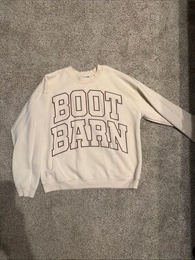 Boot Barn Cream Logo Crewneck Sweatshirt for Women